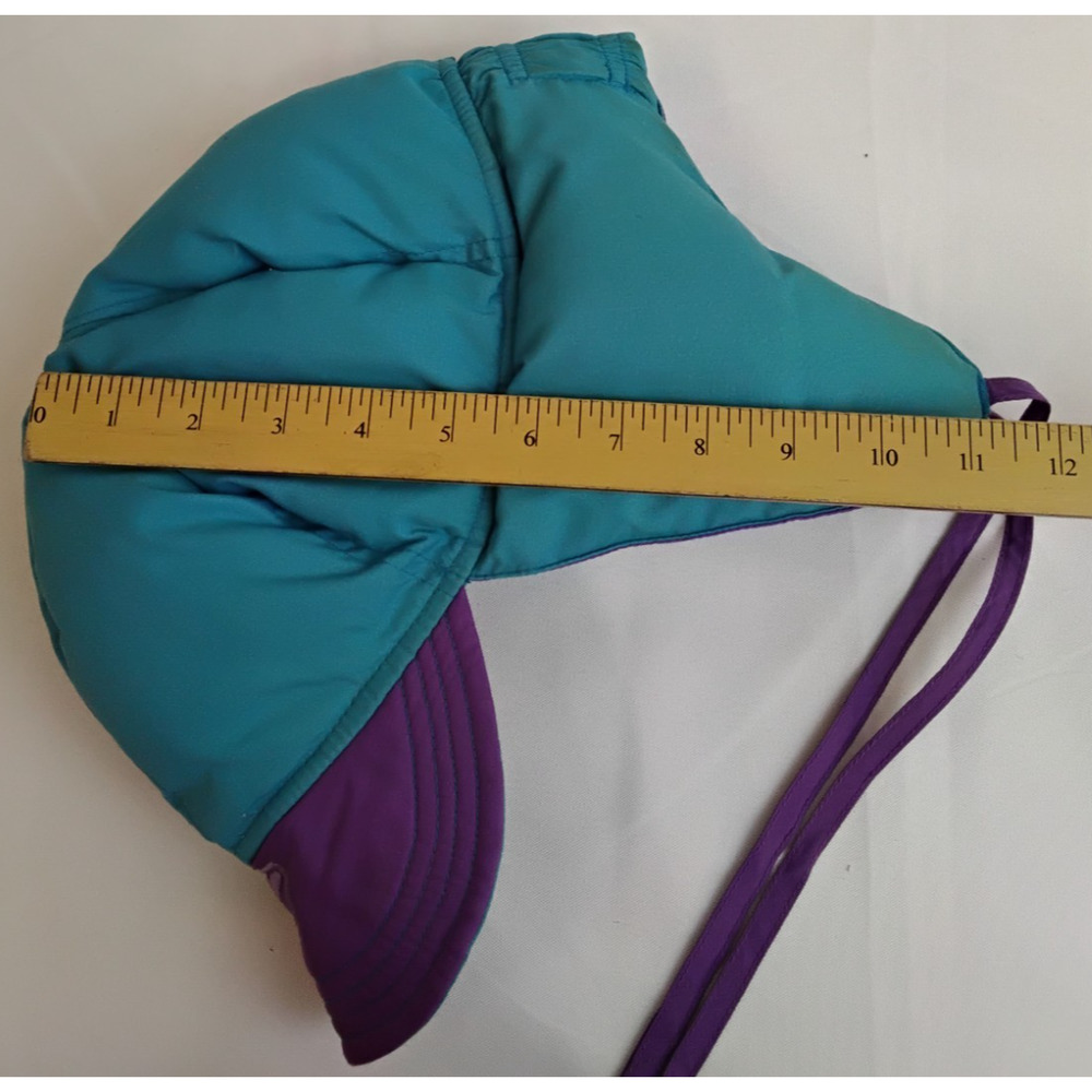 Vintage 1980s Down Filled Trapper Hat Blue/Purple Reversible Ladies M #Z5648 - Picture 12 of 12